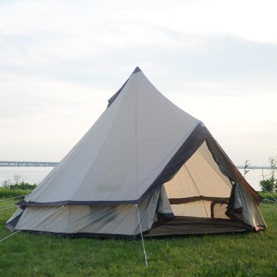 China Straight Bracing Type Oversized Space Resistant Four Season Waterproof 8-10 Straight Bracing Type Fiberglass Yurt 420D Oxford Person Tent for sale