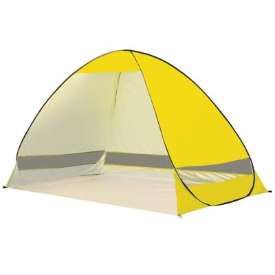 China Straight Tying Type Light Weight 2*1.2M Silver 190T Polyester Opening Portable Anti-UV Coating Steel Wire Beach Quick Automatic Tent for sale