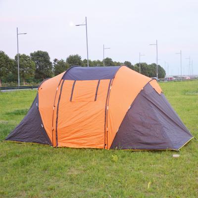 China Straight Binding Type Double Layer Heavy Duty Waterproof Iron D16Mm 190T Polyester Straight Binding Type 4-6 Person Family Of Cabin Tents for sale