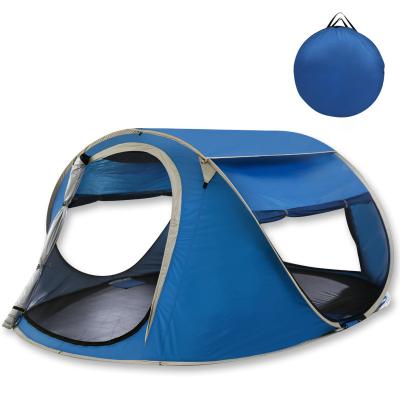 China High Quality Custom Outdoor Family Traveling Waterproof Single Layer 3-4 Person Windproof Straight Tying Type Pop Up Tent For Hiking Camping for sale