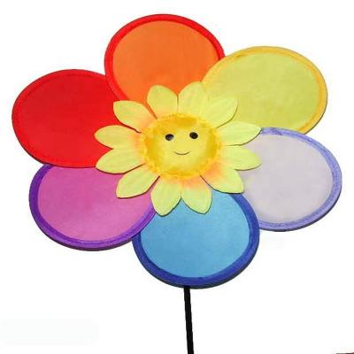 China Simple Garden Ornament Top One Flower Windmill Sunflower Windmill Decoration Smiling Gift for sale