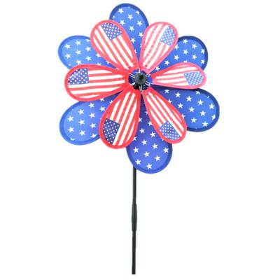 China Patriotic Garden Ornament American Independence Day Flower Sunshine Windmill for sale