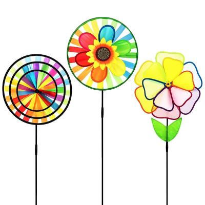 China Colorful Funny Fower Rainbow Wind Spinner Toys Sunflower Windmill Sun Toys for sale