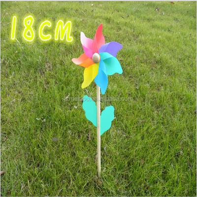 China Plastic Wooden Stick Pinwheels7-Color Rainbow Dot Wind Spinners Toys for sale