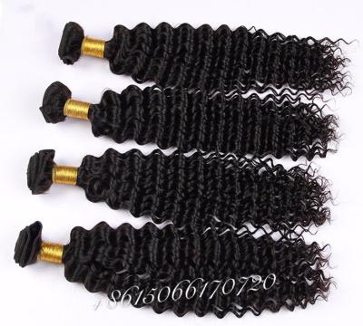 China 10a deep wave double weft cuticle lined popular brazilian hair weft hair weft deep wave curly machine hair weft for sale