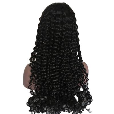 China Factory Supply 100% Silky Straight Good Quality Silky Straight Human Virgin Hair Deep Curly LIDU Deep Wave Natural Black Lace Wig Full Lace Wig for sale