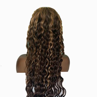 China Silky Straight Wave Customize Lace 13*4 Lace Front Wig In Stock Front Wig Highlight Straight Medium Brown for sale