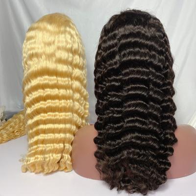 China Can be dyed and change design straight curly hair wig lace front wig water wave wig big natural color common and blonde color for sale