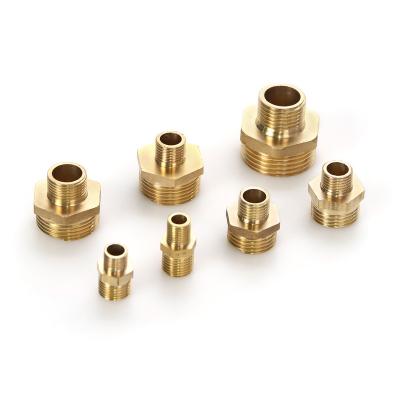 China Cheap Price Male Threads Reducing Nipple Hex Fit Brass Pipe Reducing Nipple For Line Air Gas Water Pipe Reducing for sale