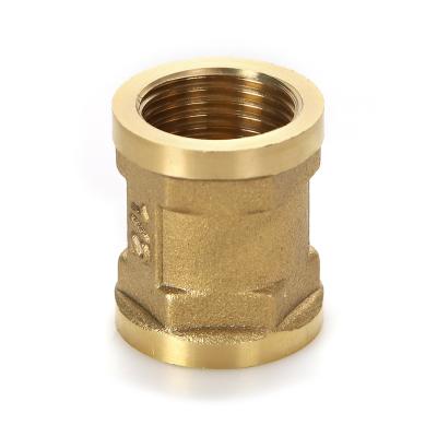 China Factory Price Cheap Female Threads Coupling Brass Pipe Coupling Fitting For Air Gas Water Pipe Equal Line for sale