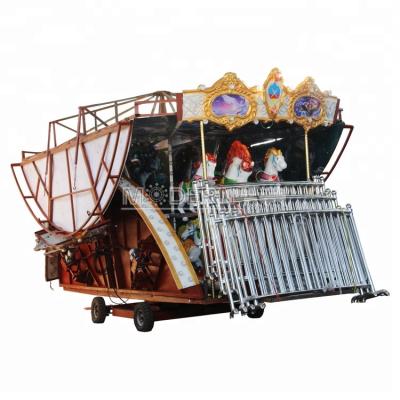 China Theme Park Manege Amusement Park Carousel Trailer Mounted Amusement Fair Ride for sale