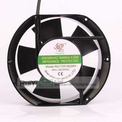 China Hotels New RENGANG RG1751B220H 220V 0.22A 17CM 17251 Heat Dissipation Centrifugal Industrial Exhaust Axial Fan 172x172x51MM for sale