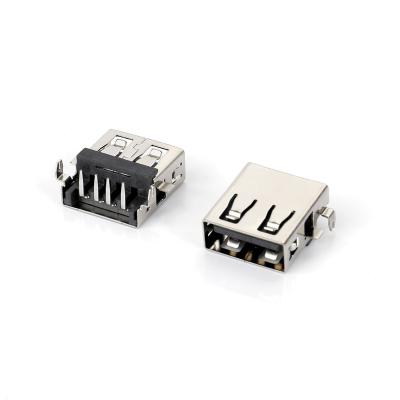 China Computer USB Female Connector Type 90 Degree Submerged Without Buckle Plug 2.0 Female Usb Connector For PCB for sale