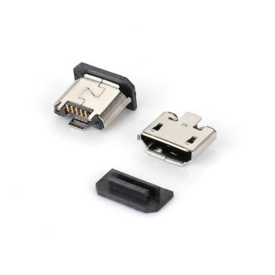 China Stainless Steel Female Vertical Three Feet Terminal B SMT Computers 5 Pin Micro Usb Pcb Connector Solder Micro Usb Connector for sale