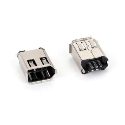 China PCB Connector Female 6 Pin USB 180 Degree Solder Wire IEEE 1394 Serial Socket 6P Female Connector For PCB for sale