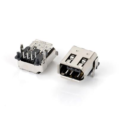 China PCB USB 6 Pin Port Jack 90 Degree DIP IEEE1394 USB Female Connector for sale