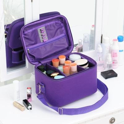 China Fashion Large ornate multi-functional handheld Oxford professional cosmetics box package of cosmetic bag embroidery kit for sale