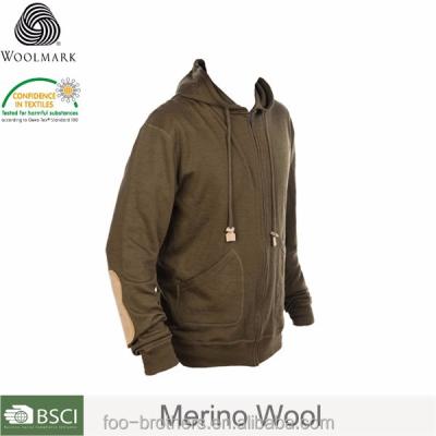 China Anti-pilling Merino Wool Hoodie Base Layer Sweater Men's Full Zipper Merino Wool Hoodie for sale