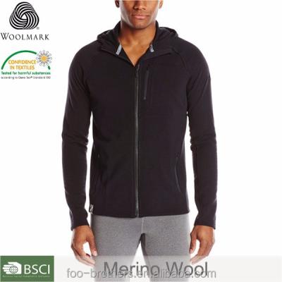 China Anti-pilling men's sierra plus long sleeve zipper hood, high quality merino wool hoodie for sale