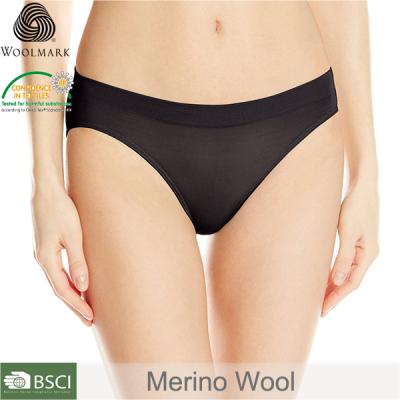 China Black antibacterial lady underwear, merino wool woman underwear, women translucent sexy panties for sale