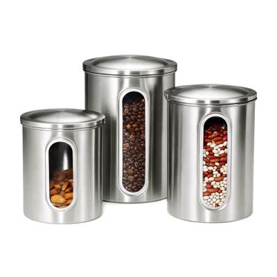 China Steamable Stainless Steel Food Storage Jar Canister Container Set Kitchen Canister for sale