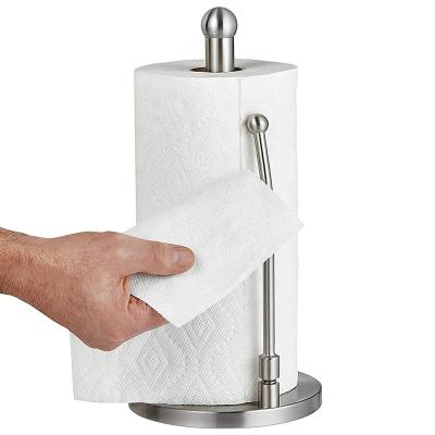 China One Weighted Genuine Kitchen Stainless Steel Matt Standing Towel Stand Roll Tissue Box Toilet Paper Holder With Shef for sale