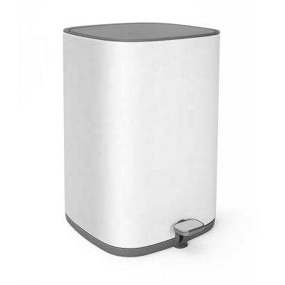 China Sustainable Kitchen Square Foot Pedal Dust Bin Soft Close Stainless / Metal Powder Coating Trash Can for sale