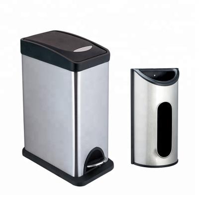 China Sustainable Rectangular Shape Stainless Steel Mirror Pedal Recycling Trash Can With Bag Saver for sale