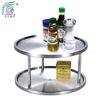 China Modern stainless steel home kitchen 360 degree turntable 2 tier lazy susan food turntable for restaurant for sale