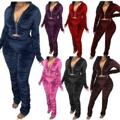 China New Arrival Plus Size Plus Size Outfits Women Velvet 2 Piece Set Winter Clothes For Women for sale