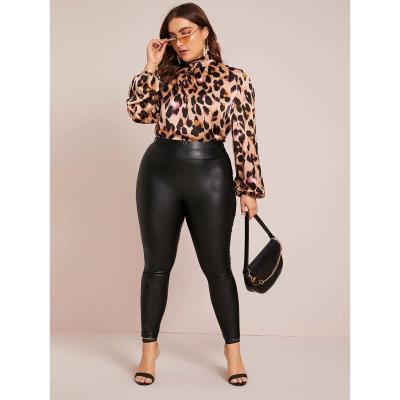 China Plus Size Faux Leather Stacked Leggings For Women Clothing Plus Size Pants Women for sale