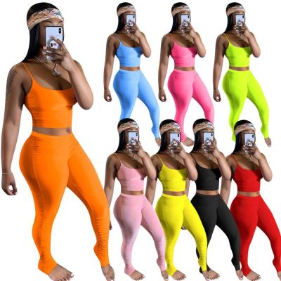 China New Arrival QUICK DRY 2020 Plus Size Pants Outfits 2 Piece Set Womens Clothing Beach Top Pile Pants Set Pile Gaiters Womens Outfits for sale