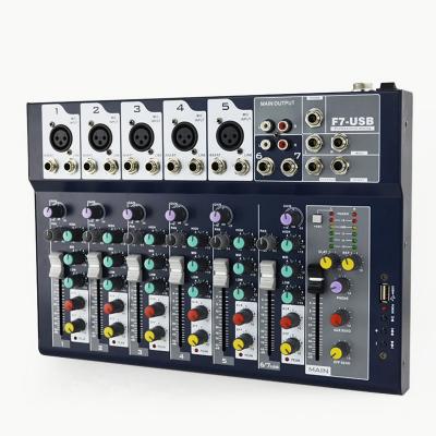 China USB Professional Live Sound Audio Mixer Console Karaoke Studio Stage DJ KTV Show 7 Mixing Channels for sale