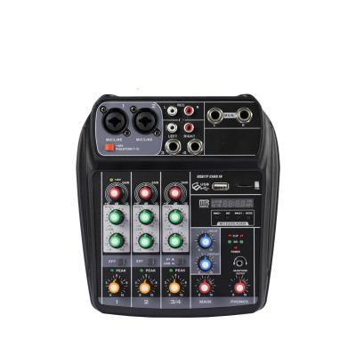 China Portable 4 Channel Audio Mixer Console AL4 Mixing Digital Professional+ Power 48v Guitar Audio Phantom Accessories for sale