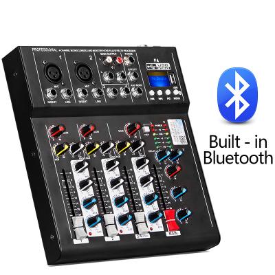 China USB/SD/FM/Bluetooth/5band EQ interface 4 channels audio mixer JIBOSH-UF4 USB mini perfect for home karaoke for sale