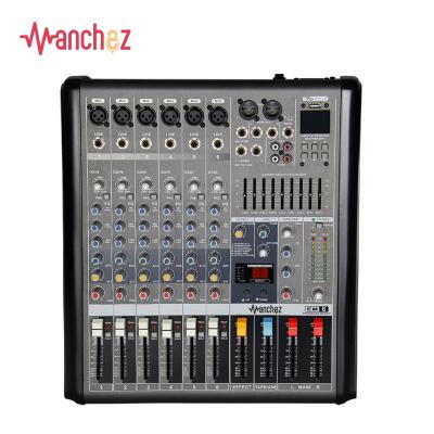 China Manchez MT-6 6 Channel Home Party DJ Audio Mixer With USB Interface 48V Phantom Power Professional Audio Equipment Console for sale