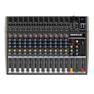 中国 Perfect Sound Channel MQ-12 4 8 Professional 12 Channel Audio Mixer High Bass Mixing Console MP3 USB Karaoke Amplifier DJ Equipment 販売のため