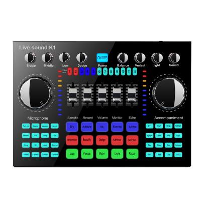 China Perfect K1 Live Sound Card Computer Phone Voice Switcher Mixer Board HIFI Streaming Universal 5.0 Audio zu verkaufen