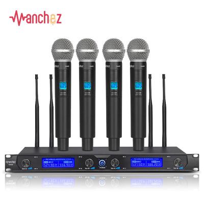 중국 Professional Wireless Speaking Microphone 4 Channels Portable Karaoke Party Stage 판매용