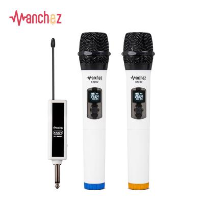 中国 Dual Portable Handheld Karaoke Manchex X120V Wireless UHF Dynamic Handheld Microphone, Suitable for Karaoke, Voice Amplifier, Singing Machine, Church 販売のため