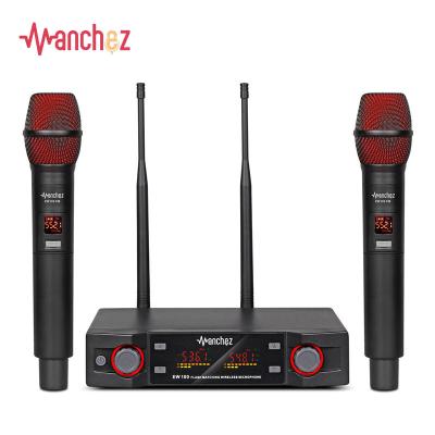 China Professional Handheld Karaoke Perfect Home System 2 Channel Manchez EW100 Microphone Wireless Microphone, 80M Transmission Distance for sale