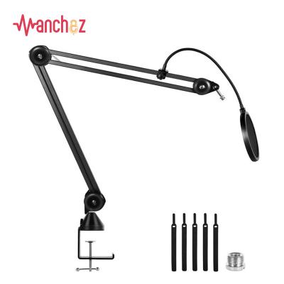 China Professional Medical Equipment Manchex Microphone Stand Suspension Boom Scissor Arm Stand Recording Stand with Mic Clip Table Mounting Clamp for sale