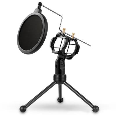 中国 Live Broadcast Metal Microphone Stand Bracket Shockproof, Windproof, Sprayproof Net Cover Tripod 販売のため