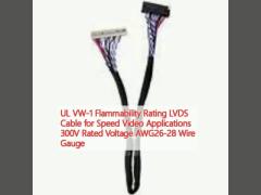 UL VW-1 Flammability Rating LVDS Cable for Speed Video Applications 300V Rated Voltage AWG26-28 Wire Gauge