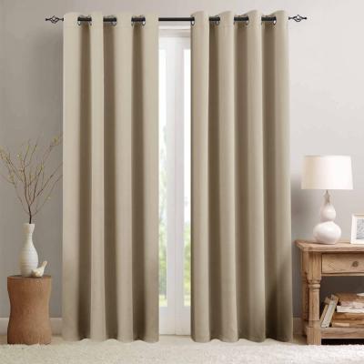 China Blackout Amazon Solid Color Room Hot Selling Polyester Room Darkening Thermal Blackout Ready Made Window Curtains For Living Room Bedroom for sale