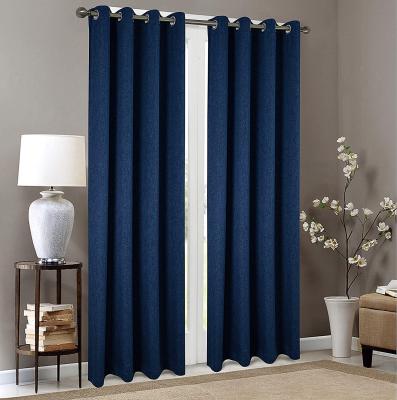 China Low MOQ Blackout Bedroom Block Customized Size Faux Linen Fabric Curtains for sale