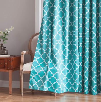 China Modern Contemporary Grommet Lattice Print Blackout Top Ready Made Curtains for sale