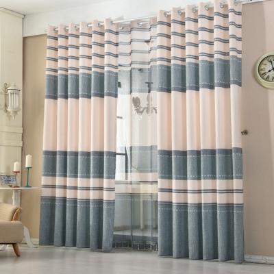 China New Fashion Modern Printed Striped and Jacquard Ready Made Cotton Linen Curtains for Living Room for sale