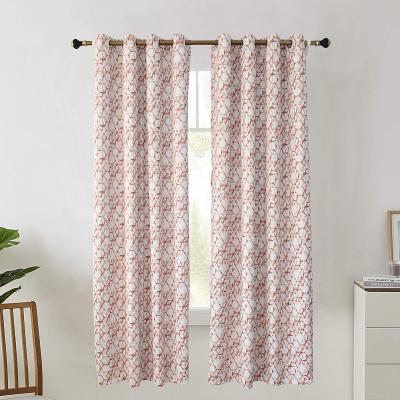 China Modern American Style Online Selling Sheer Bedroom Thermal Blackout Geometric Printing Ready Made Curtains for sale