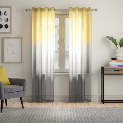 China 2020 modern new modern grommet top printing semi sheer yellow and gray ombre fancy curtain for sale